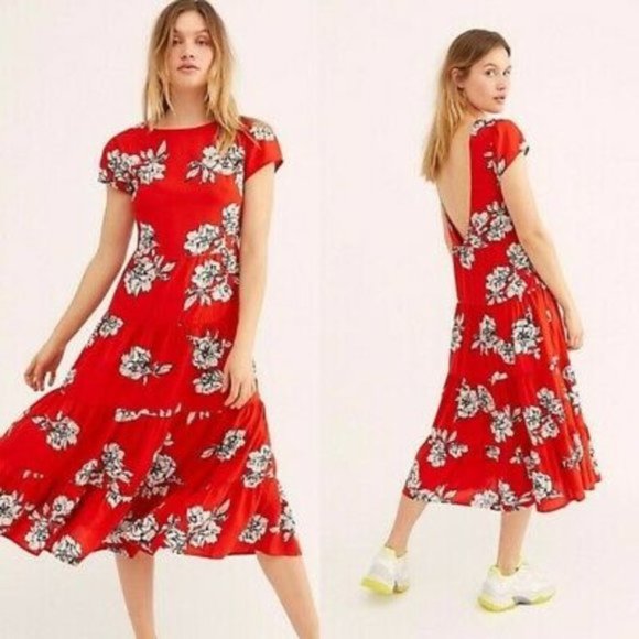 NWT Free People Floral Tiered Rita Midi Dress - Picture 2 of 12